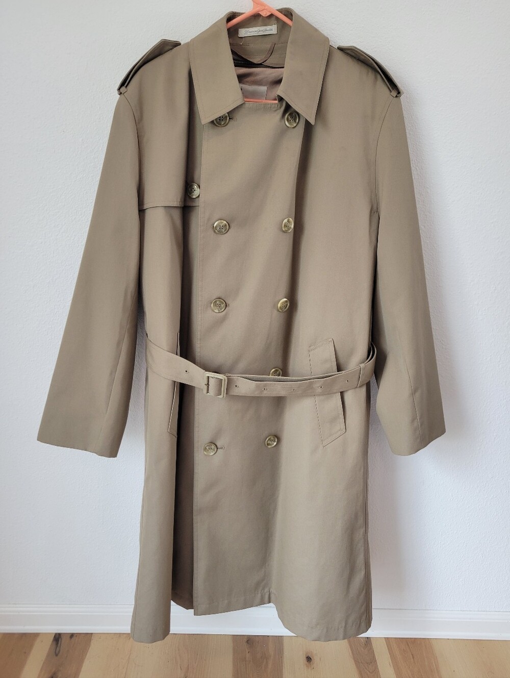 Vintage Misty Harbor 42R Beige Trench Coat Removable Fur Lining Belted Unisex